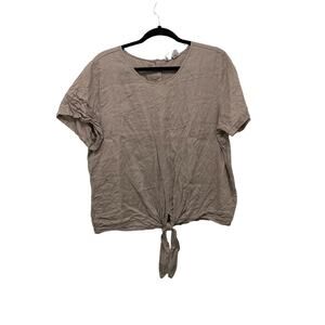 ARTISAN NY Tan Linen Tie Front Top